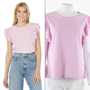 Vince Camuto Tiered Ruffle Sleeve Crew Neck Tee